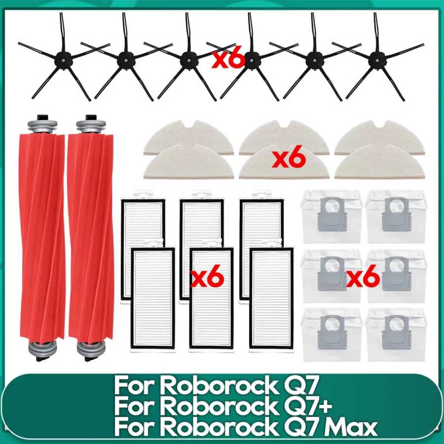 Подходит для Roborock Q7 MAX+/Q7+/Q7/T8, основная боковая щетка, фильтр Hepa, тряпки для швабры, мешок для пыли, аксессуары для робота-пылесоса Запчасти для бытовой техники