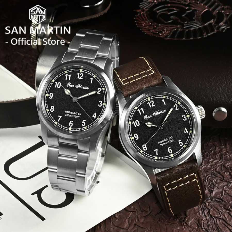 Фотография №1 товара Мужские часы San Martin Pilot, 37 мм, кварцевые часы, военные