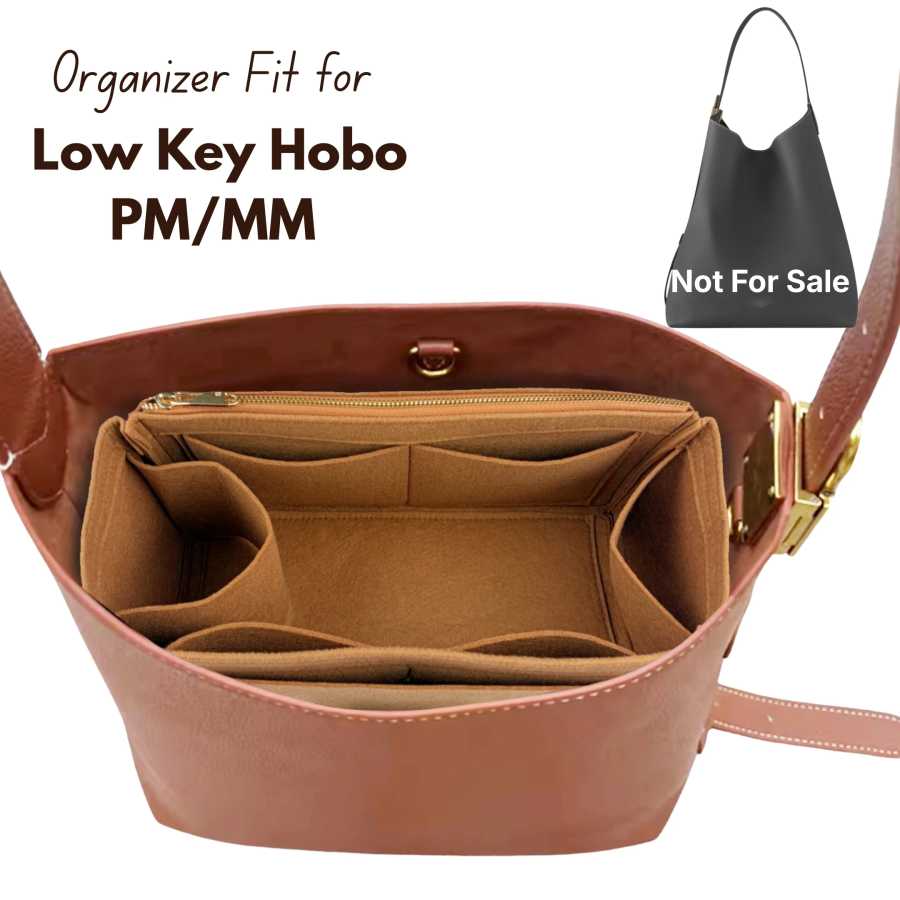 Органайзер-вкладыш из фетра на заказ для сумок L.V. Сумка Low Key Hobo PM/MM, структурированная, с карманом на молнии и поддержкой дна. Сумка-органайзер