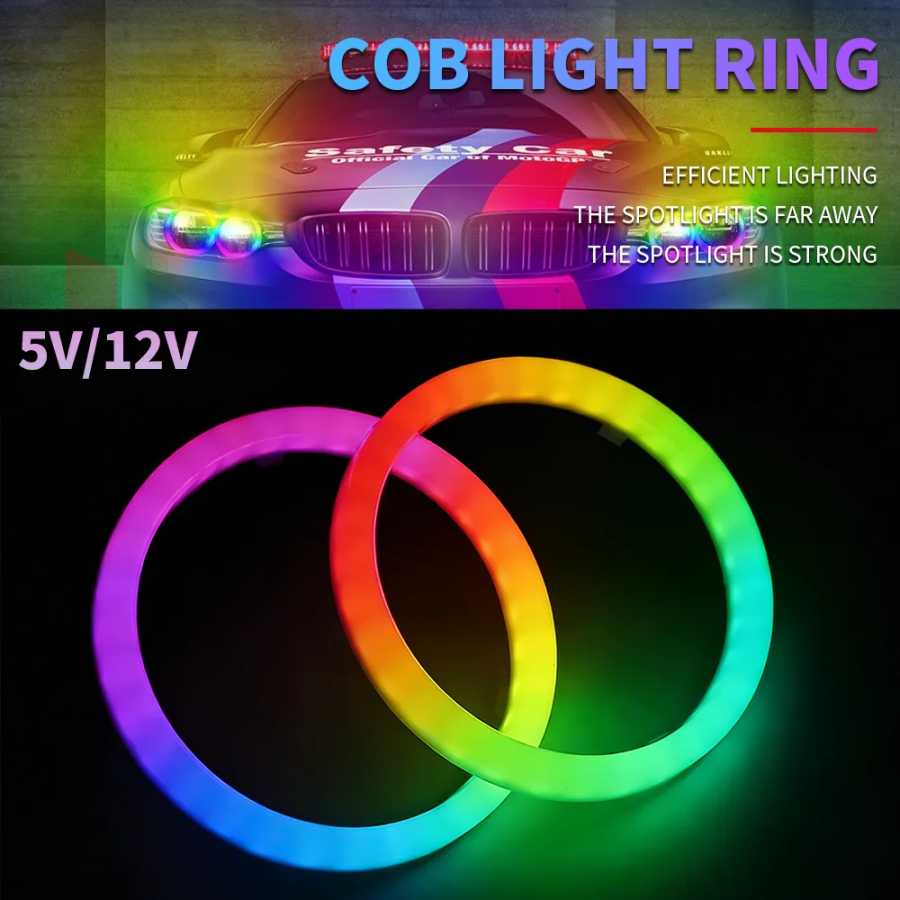 Светодиодное кольцо COB 5В/12В WS2812 RGB с индивидуальной адресацией, со встроенной микросхемой, совместимое с WS2811, 27/48/74/96/120 мм, для автомобиля Новинка освещения（новинка）