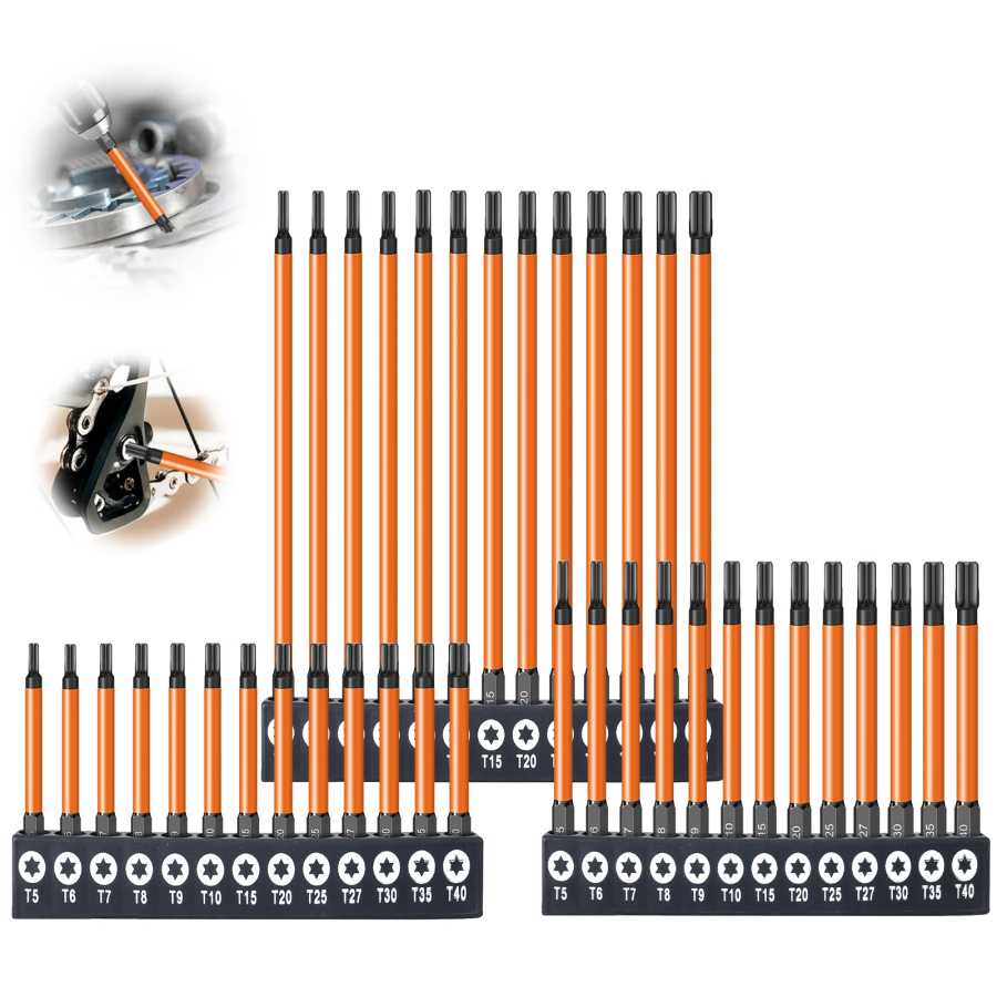 Фотография №5 товара Набор отверточных насадок Torx, отдельные насадки T5-T40, длина 75/100/150 мм,