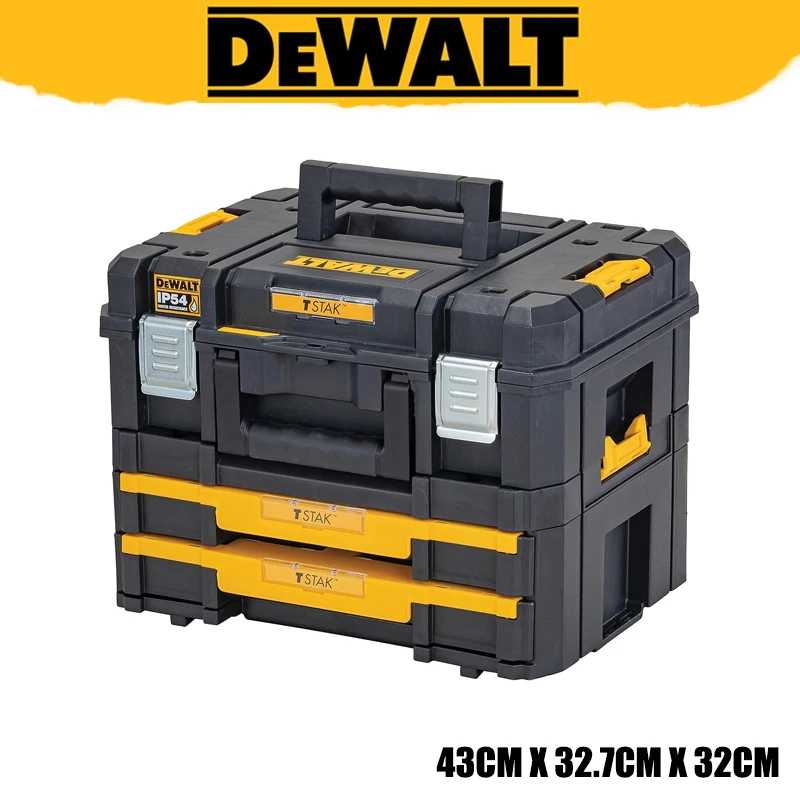 Набор комбинированных ящиков для хранения DEWALT DWST83395-1 TSTAK с двойными выдвижными ящиками, прочный, долговечный, большой емкости, для инструментов Хранение инструментов