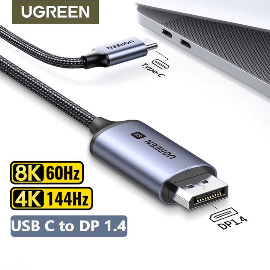 UGREEN USB C до 8K Displayport 1,4 для iPhone 15 Macbook Pro iPad совместим с Thunderbolt 3/4 USB Type C до 8K DP кабель 32,4 Гбит/с Аксессуары и запчасти
