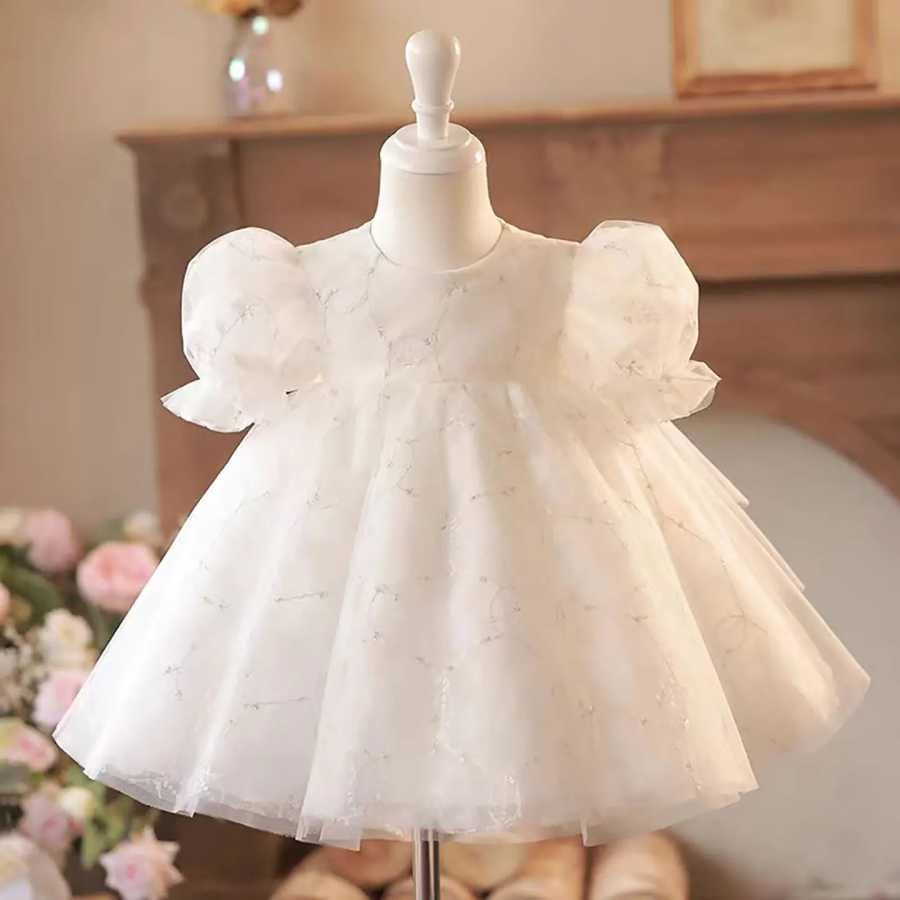 Dreamy Vow D089 Очаровательное тюлевое платье с круглым вырезом и короткими рукавами для девочек, белое летнее бальное платье для свадьбы, дня рождения, вечеринки Свадебные вечерние платья