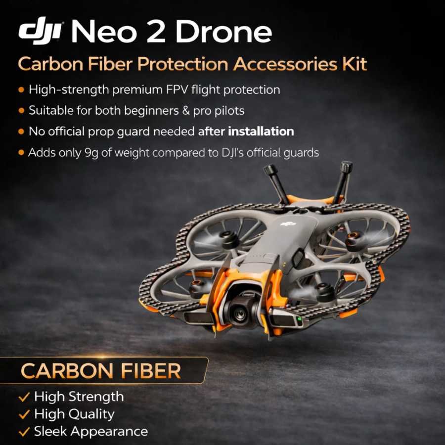 Полный комплект защитного оборудования для DJI Neo 2 | Углеродное волокно, гибкий TPU и высокопрочный ABS | Аксессуары для защиты от столкновений Фото- и видеотехника