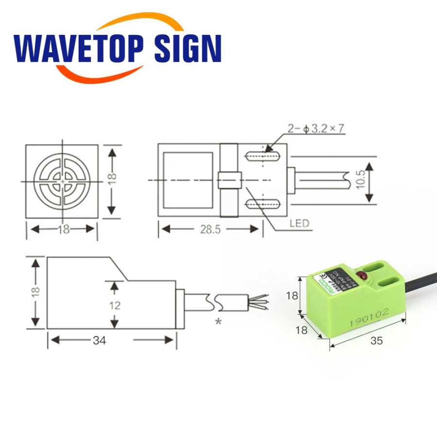 Фотография №5 товара Датчик обнаружения металла WaveTopSign SN04-N/P, 10-30В DC, индуктивный бесконтактный переключатель