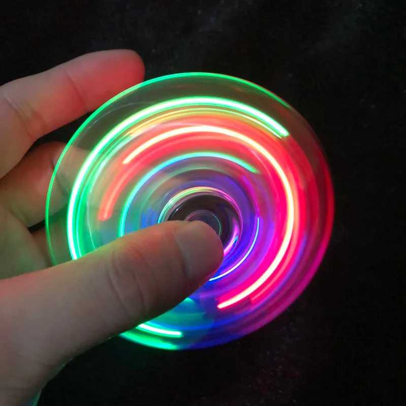 Фотография №1 товара Светящийся LED спиннер-фиджет с кристаллами, светящийся в темноте, EDC игрушка