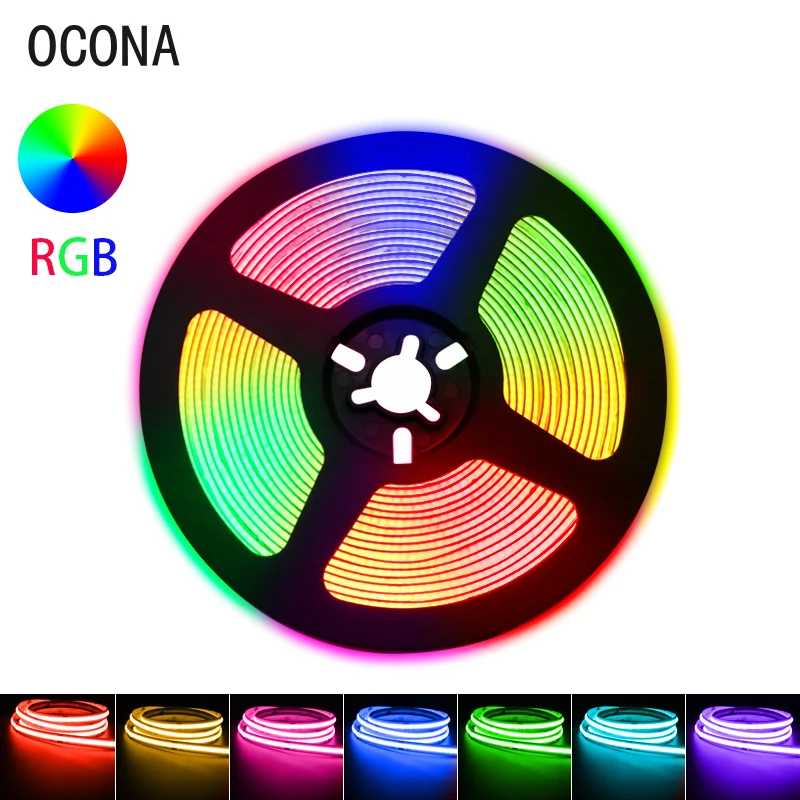 Светодиодные ленты COB RGB для декора стен, водонепроницаемые, IP67, 576/840LED, 24 В постоянного тока, 12 В, гибкая лента RGB, лента 10 м Светодиодная подсветка
