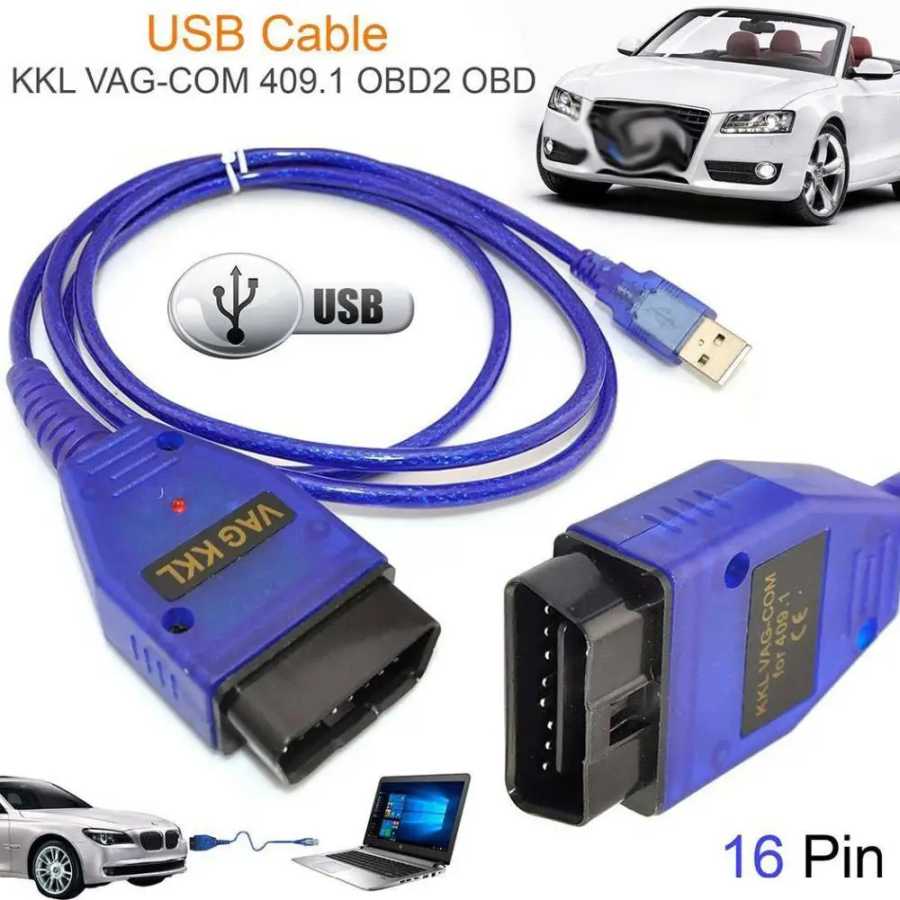 Автомобильный USB-кабель интерфейса Vag-Com KKL VAG-COM 409.1 OBD2 II OBD диагностический сканер автокабель Aux Видеоигры и аксессуары