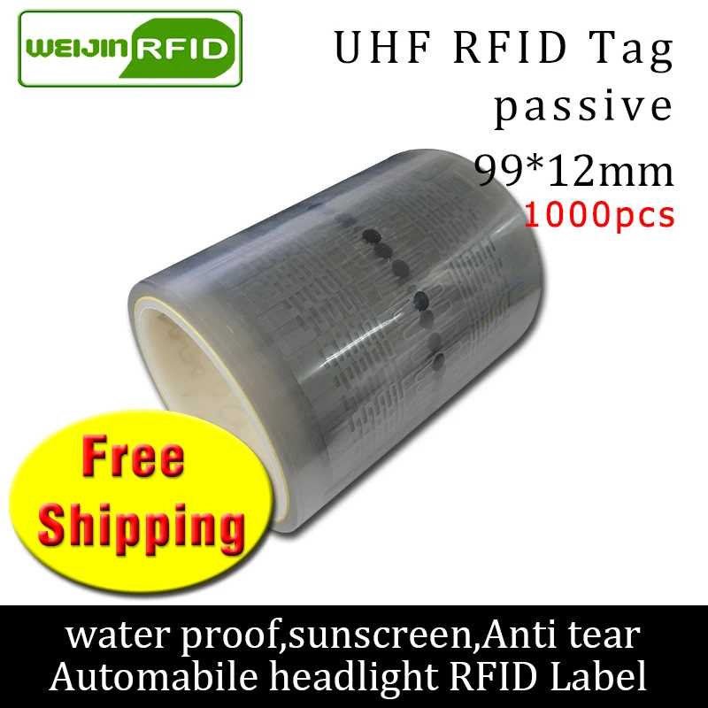 UHF RFID-метка, наклейка на лобовое стекло автомобиля, 915 м, 868 м, 860-960 МГц, 1000 шт., бесплатная доставка, EPC 6C, клейкая пассивная RFID-этикетка для фар Доступ к автоматизации здания