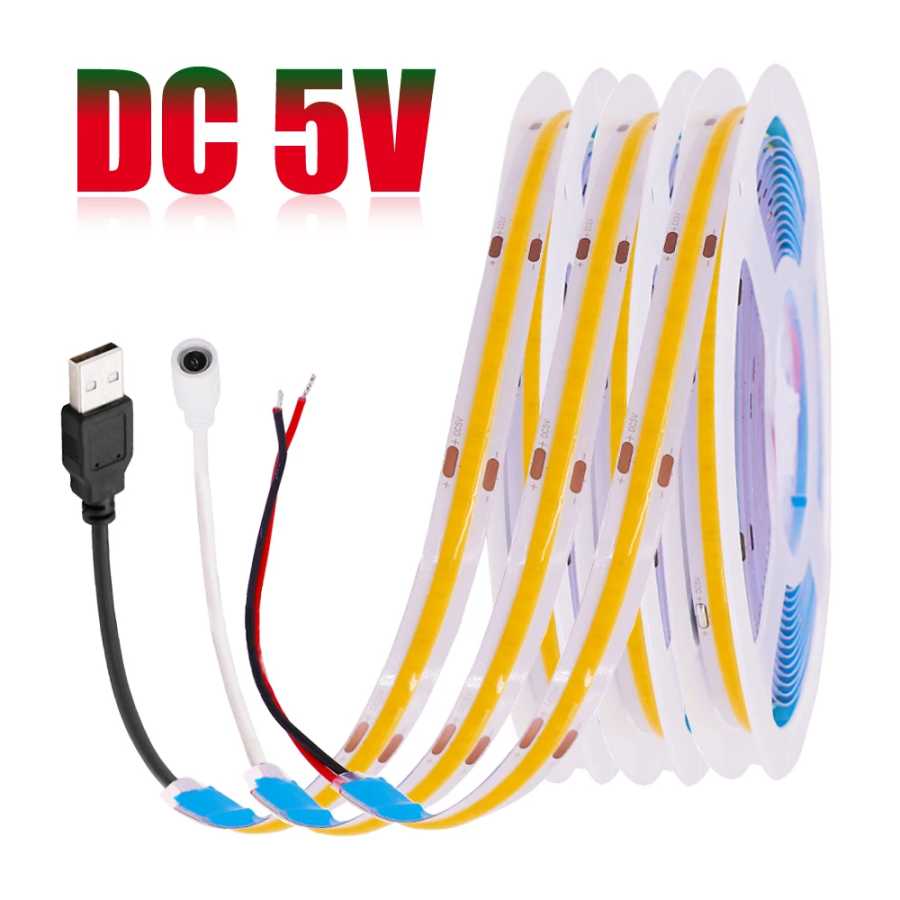 DC 5V светодиодный COB ленточный светильник USB высокой плотности линейный светильник ing 320 светодиодный гибкий ленточный светильник s Теплый натуральный белый красный синий зеленый декор Светодиодная подсветка