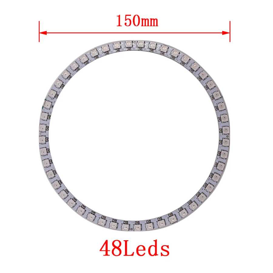 Фотография №4 товара Светодиодный кольцевой светильник WS2812B RGB, 5 В, 30 см, 50