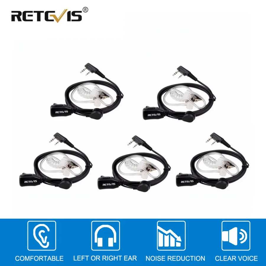 Retevis EAK001 RT3S рация гарнитура 5 шт. 2-контактный PTT микрофон наушник радио для Baofeng UV-5R BF-88E Retevis RT22 TYT Walkie Talkie Аксессуары & Запчасти