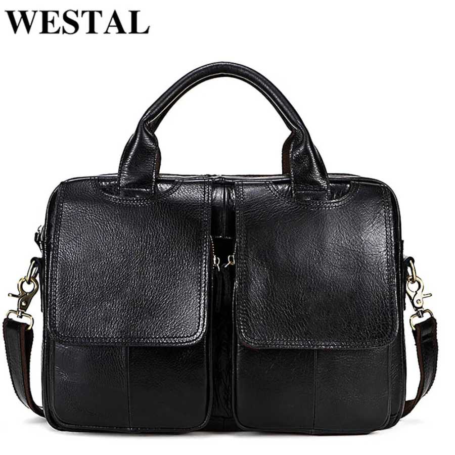 WESTAL Мужские портфели, сумки, мужская сумка для ноутбука из натуральной кожи, сумка-мессенджер, мужские кожаные офисные сумки для мужчин, мужские портфели Деловая сумка для ноутбука для поездок на работу