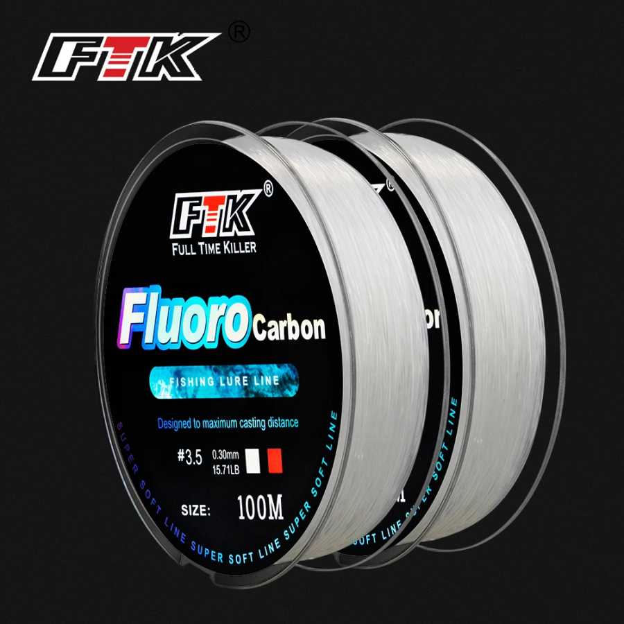 Фотография №1 товара FTK 100 м 4,13-34,32 фунта, фторуглеродная леска для рыболовной приманки,