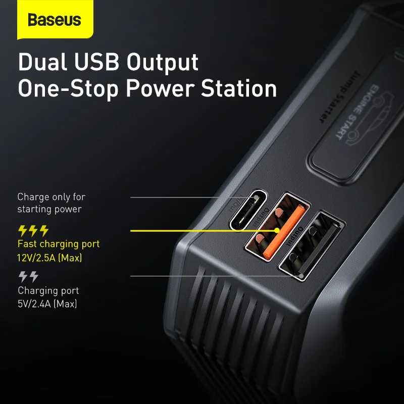 Фотография №5 товара Автомобильный стартер Baseus Power Bank 2000A/1000A 12V Портативное зарядное устройство