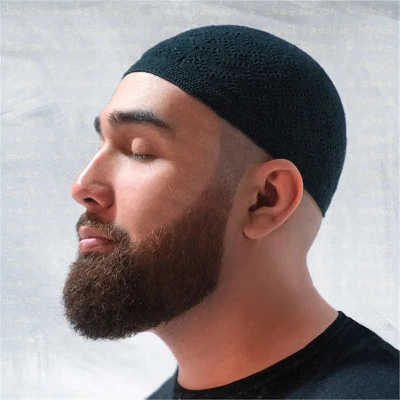 Шапка-бини Gorro Турецкая мусульманская шапка для мужчин и женщин Исламская Куфи Taqiya Takke Peci Skull Cap Молитва Саудовская Аравия Черный Белый Серый вязаный Модная одежда на Ближнем Востоке
