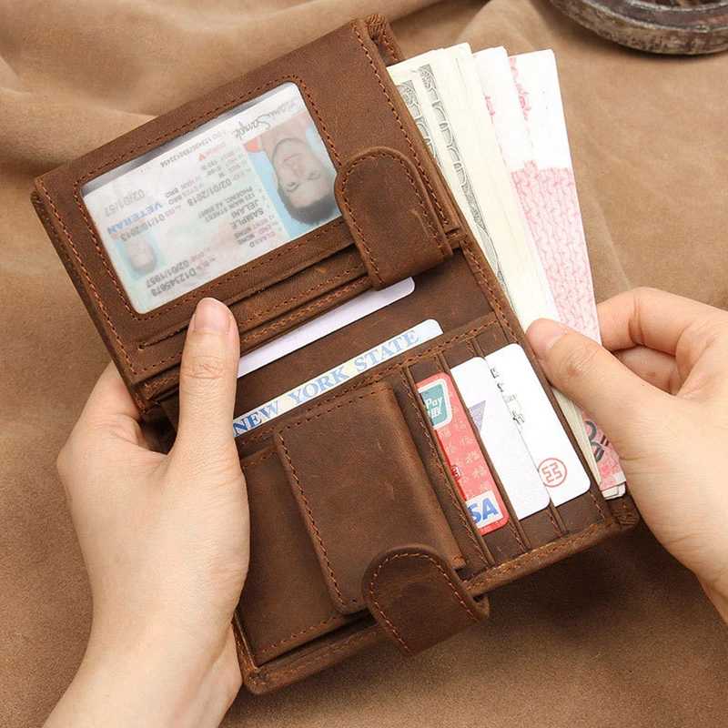Винтажный кожаный короткий кошелек Newsbirds для мужчин, мужской короткий кошелек с зажимом, двухскладной бумажник из бутона с карманом для монет Кошельки и визитницы