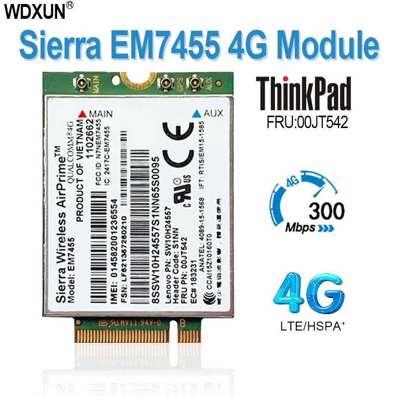 WDXUN EM7455 FRU 01AX756 LTE 3G 4G Tarjeta de Thinkpad X1 carbono 5-го поколения X270 T470 T470S T470P t570 L570 L470 P51 P71 T460S Сетевое оборудование