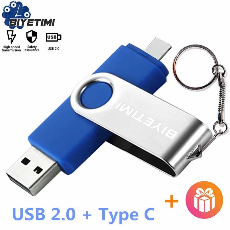 Biyetimi Type C USB флешка 128 ГБ OTG 2.0 64 ГБ флешка 32 ГБ реальной емкости USB флэш-накопител флэш-накопител флешка для телефона и КПК Хранение данных