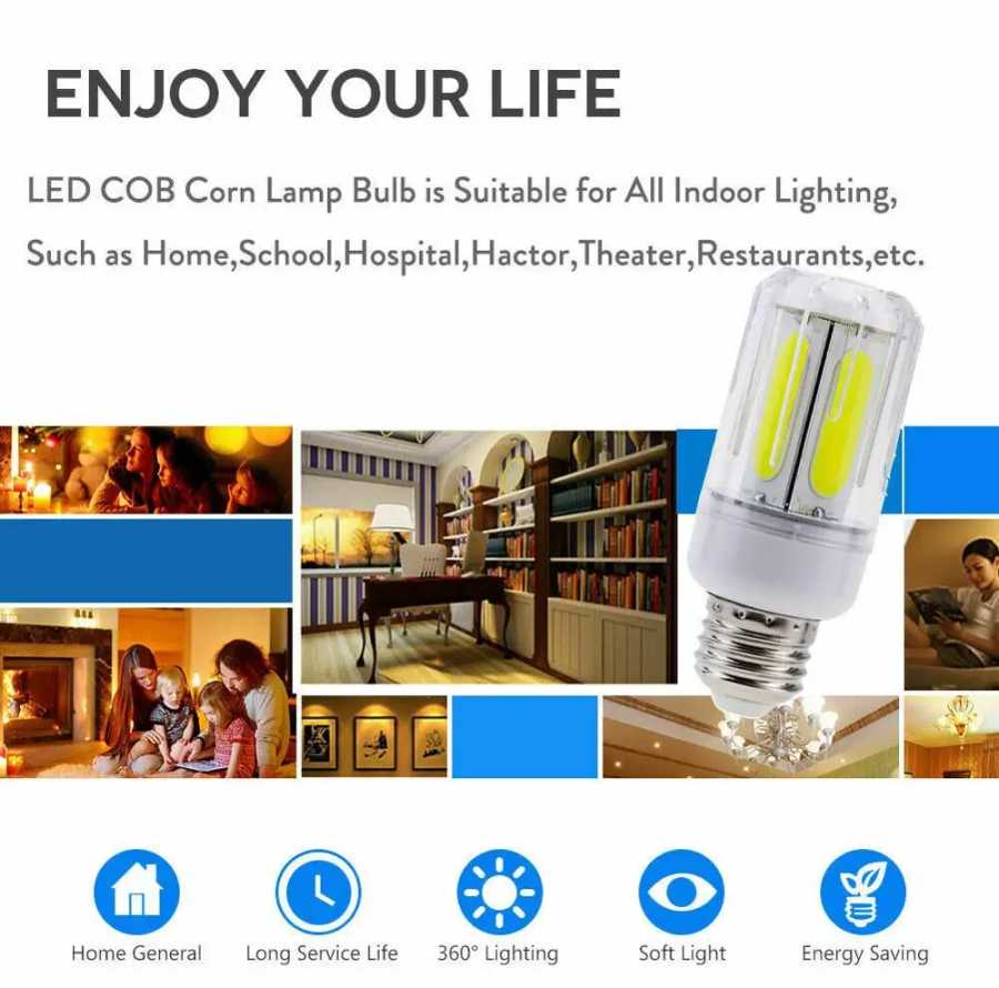 Фотография №3 товара 12W / 16W LED COB Кукурузная лампочка E27 E14 E12