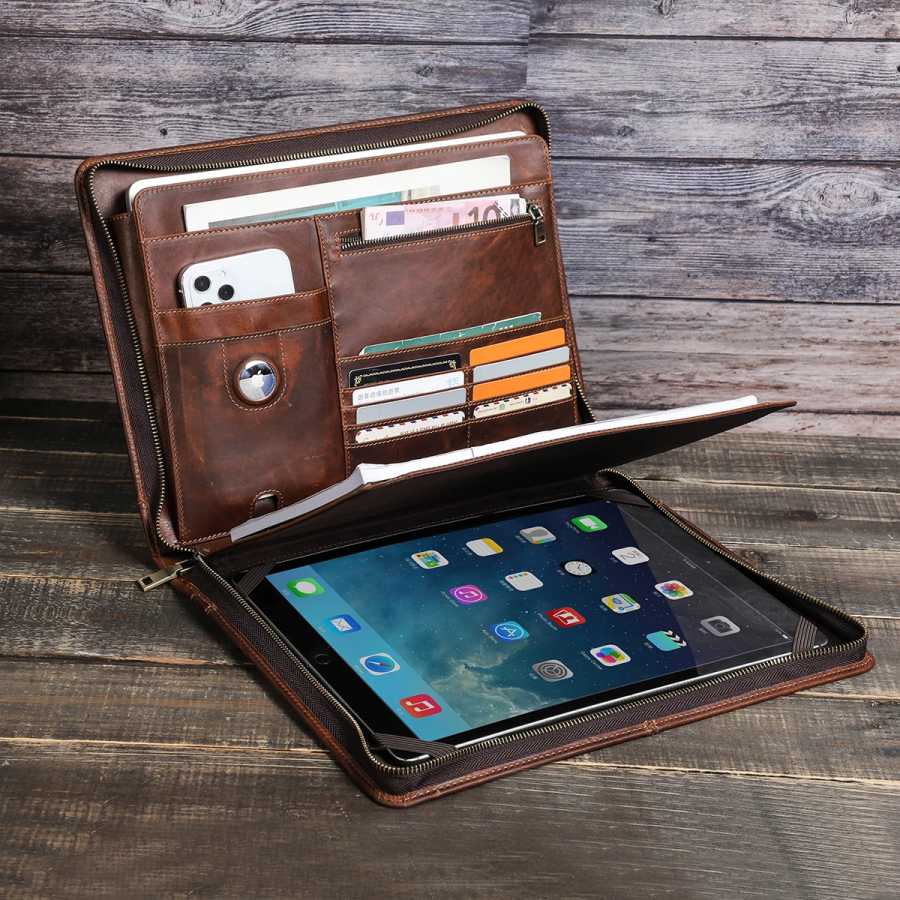 Папка-органайзер из воловьей кожи для Macbook Pro Air 13 iPad Pro 13 12,9 Деловая сумка для ноутбука для поездок на работу