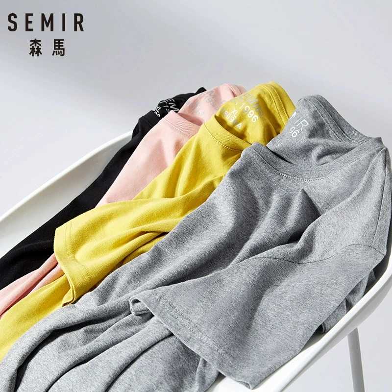 Фотография №3 товара Semir Летние хлопковые футболки для унисекс мужчин 2024 Простые эластичные