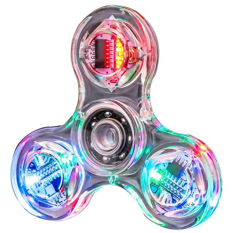 Светящийся LED спиннер-фиджет с кристаллами, светящийся в темноте, EDC игрушка для снятия стресса, кинетический гироскоп для детей Игрушки антистресс