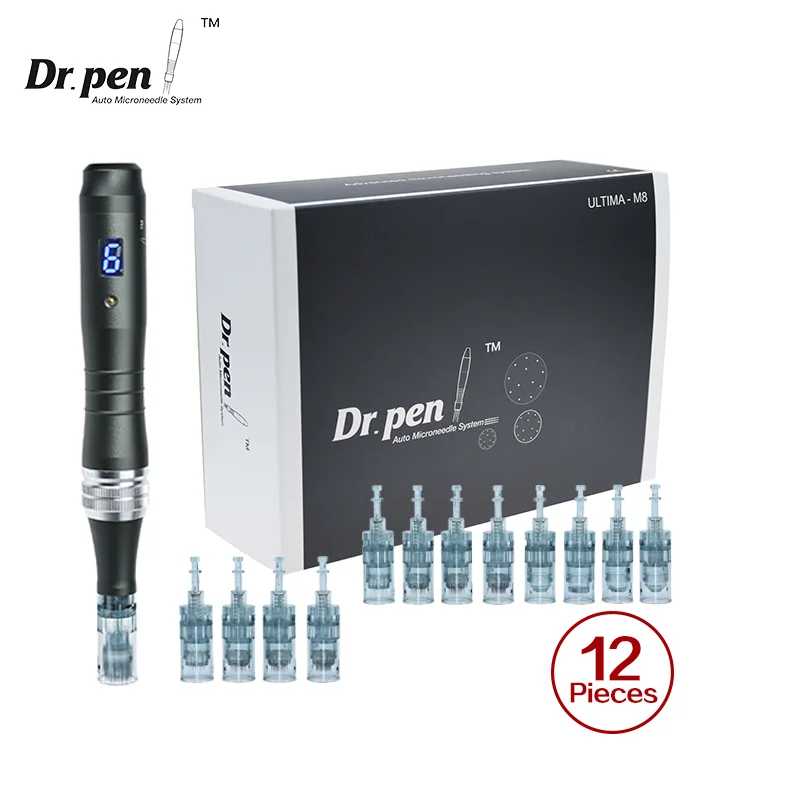 Аутентичная микроигла Dr pen Ultima M8 с 12 шт. игл, уход за лицом, беспроводная ручка Дерма, красивая машина Косметологическое оборудование