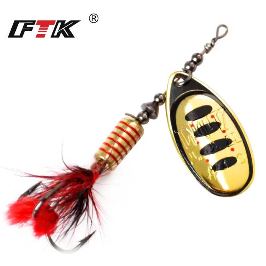 Металлическая рыболовная приманка FTK Spinner Bait 7.5г 12г 17.5г, жесткая блесна для баса с перьевыми тройными крючками для ловли щуки Для рыбалки