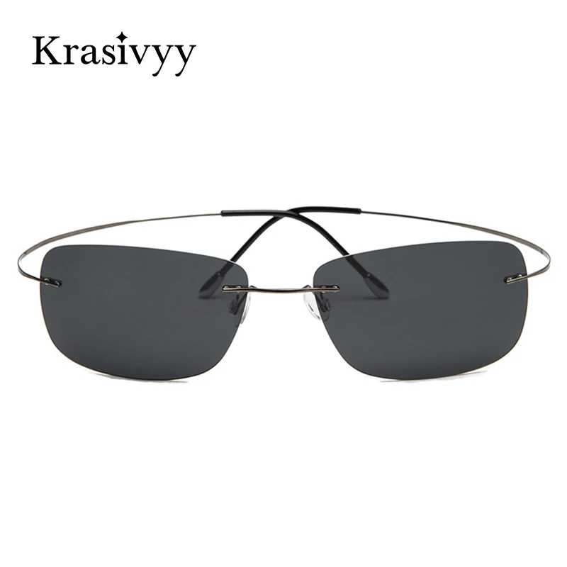 Krasivyy квадратные поляризованные солнцезащитные очки без оправы для мужчин, брендовый дизайн для вождения, сверхлегкие солнцезащитные очки из чистого титана &Oacute;culos De Sol Очки и аксессуары