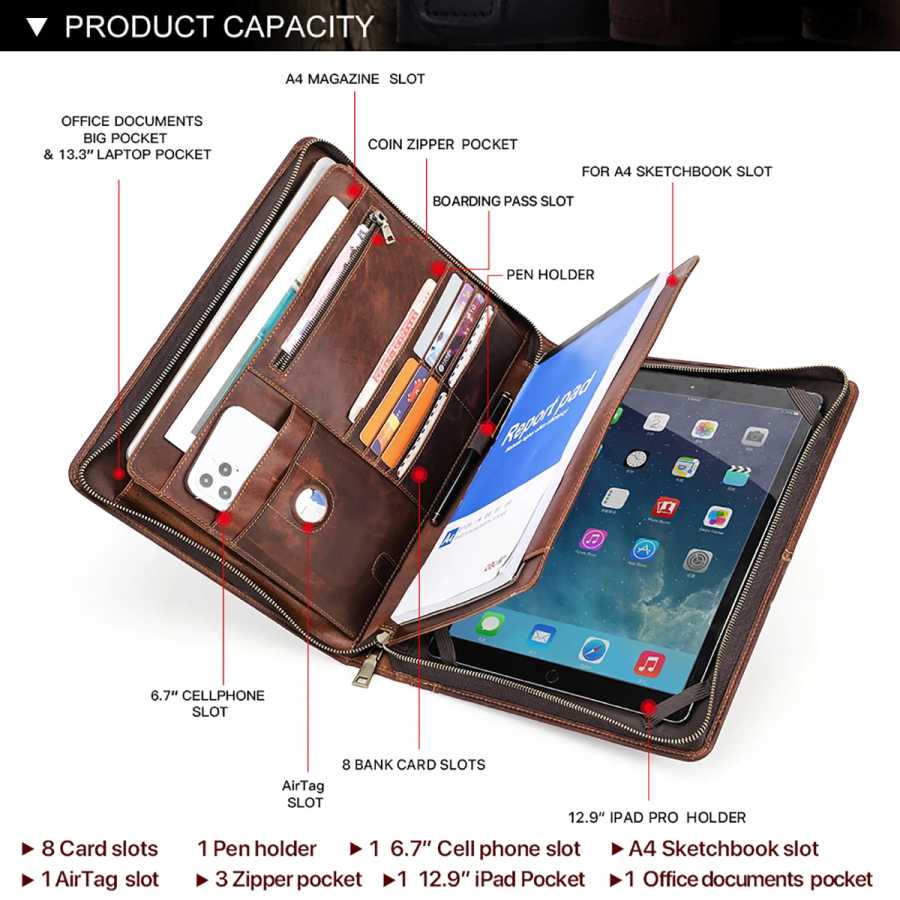 Фотография №3 товара Папка-органайзер из воловьей кожи для Macbook Pro Air 13 iPad