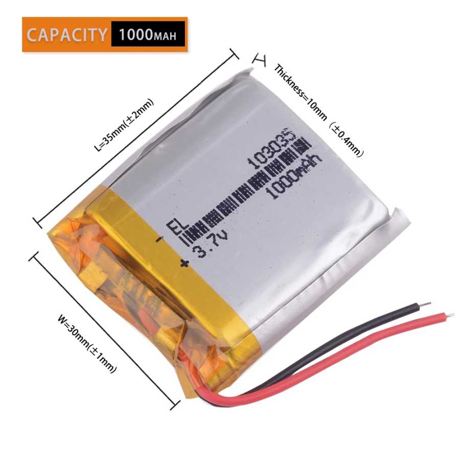 3,7 V 1000mAh 103035 102835 103235 перезаряжаемая литий-ионная полимерная батарея для семейного автомобильного видеорегистратора Аксессуары и запчасти