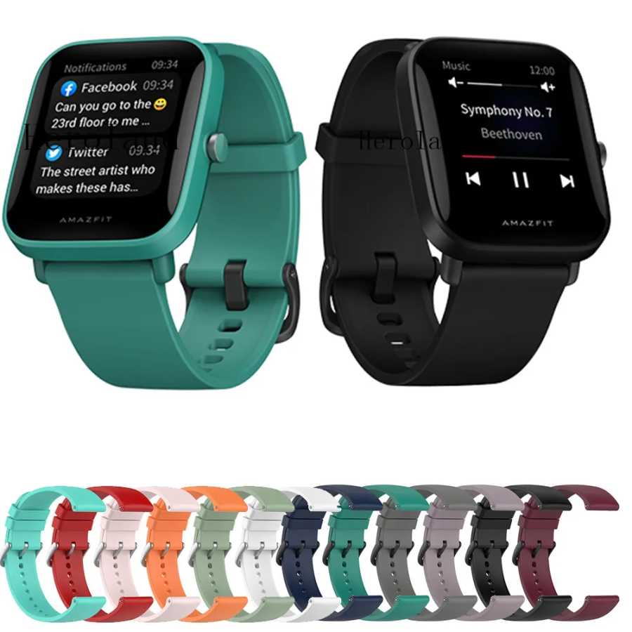 Ремешок для часов 20 мм 22 мм для Amazfit Bip U Pro/Bip S Lite/Amazfit Stratos 3 2 2s, ремешок для темпы, спортивные силиконовые умные браслеты Аксессуары для часов