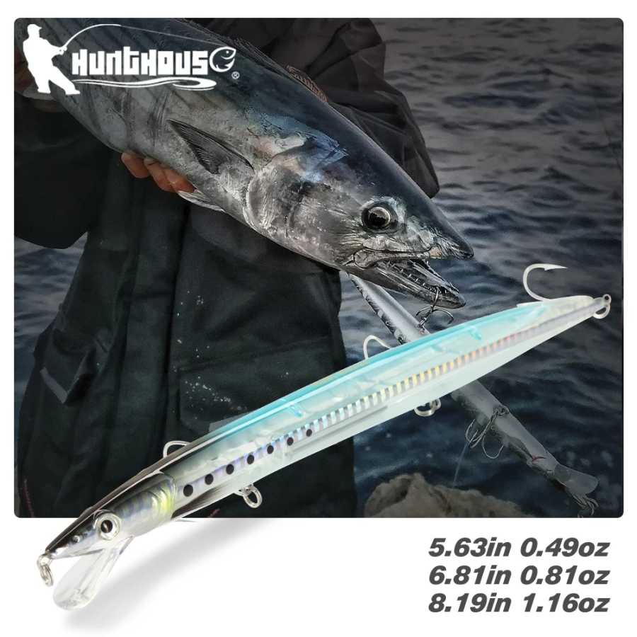 Рыболовные приманки Hunthouse Minnow для дальнего заброса, плавающие, 143 мм/14 г, 173 мм/23 г, 208 мм/33 г, джеркбейт для морского окуня, снасти для рыбалки Для рыбалки