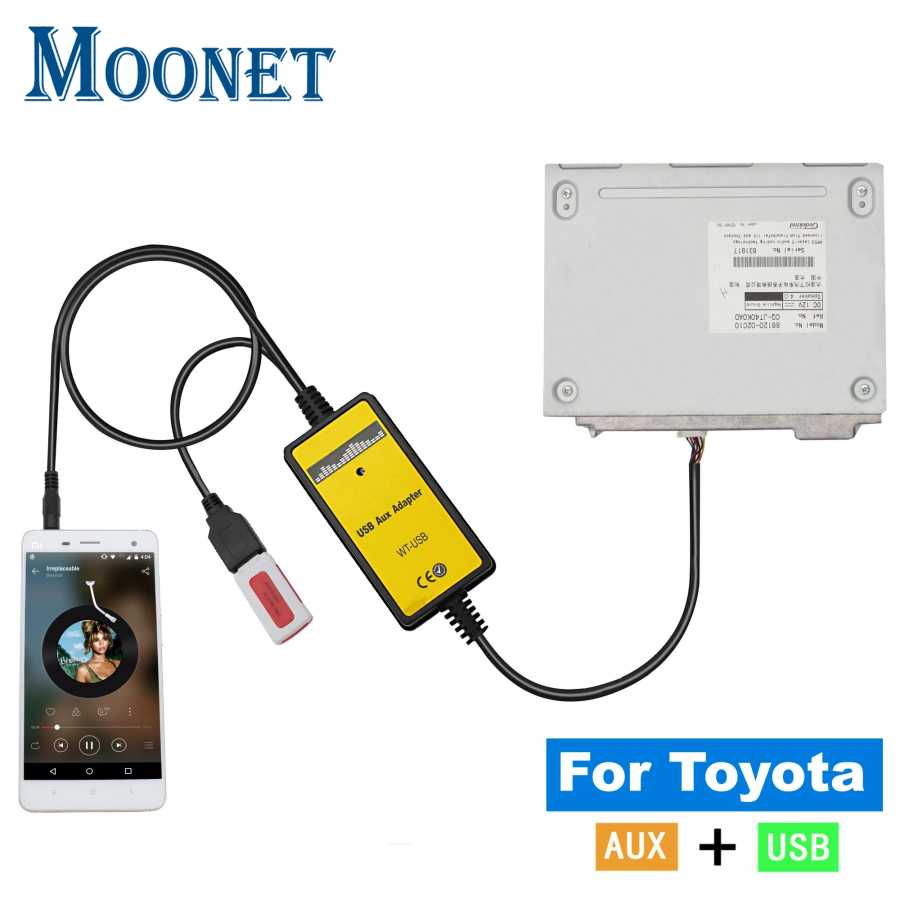 Адаптер Moonet для преобразования автомобильных CD-плееров в MP3 с USB и AUX-входом для Toyota Avensis, RAV4, Auris, Corolla, Yaris, Camry и Lexus (без навигации или DVD) Автоэлектроника