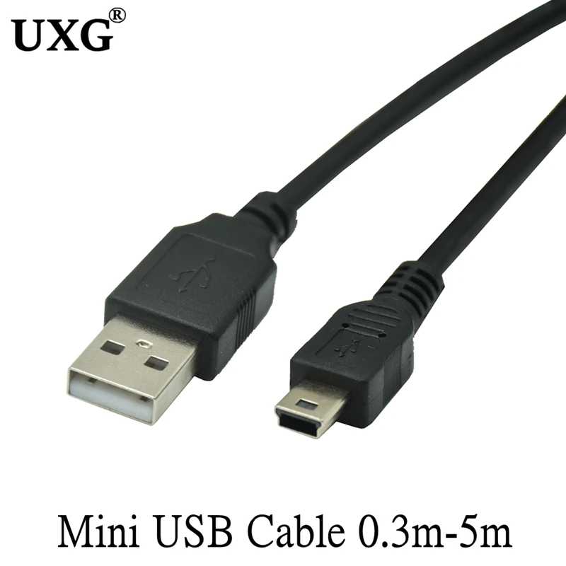 Мини USB-кабель для быстрой зарядки и передачи данных, 5 м, 3 м, 1,5 м, 0,3 м, короткий кабель для MP3, MP4 плеера, автомобильного видеорегистратора, GPS, цифровой камеры, HDD Аксессуары и запчасти