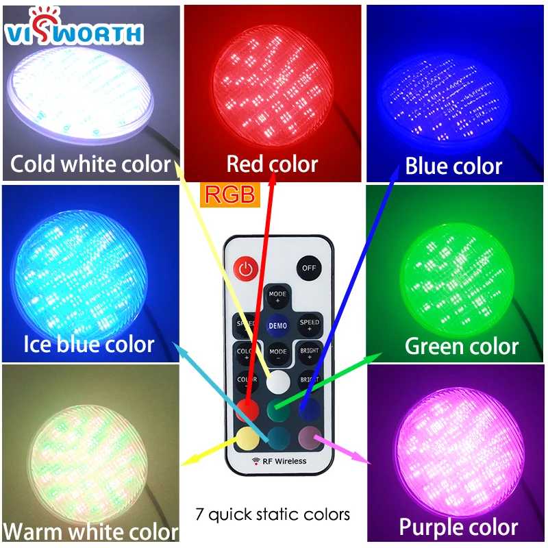 Фотография №5 товара RGB-светильник для бассейна parluz 56, 24 Вт, 36 Вт, водостойкая,