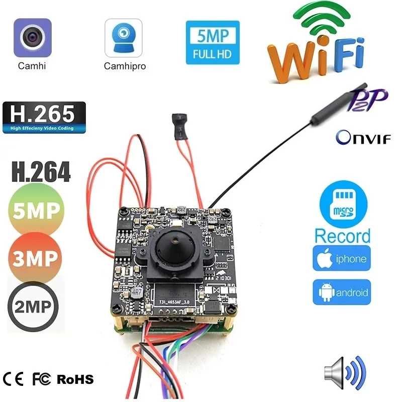 Модуль IP камеры Camhi Wi - Fi Невидимый звук Mini 4G LTE Камера 3G 4G SIM карта CCTV Covert Onvif Surveillance Camhipro Видеонаблюдение