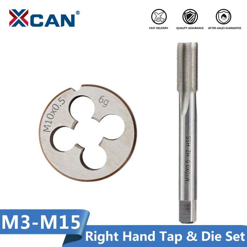XCAN 2 шт. M3-M15 Набор метчиков и матриц с правой резьбой, метрический метчик, метчик из быстрорежущей стали, инструмент для нарезки резьбы по станке, набор сверл для резьбы Ручные инструменты