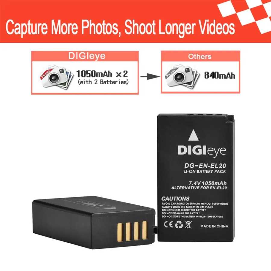 Фотография №3 товара EN-EL20 EN-EL20A Аккумулятор + двойное зарядное устройство USB типа C