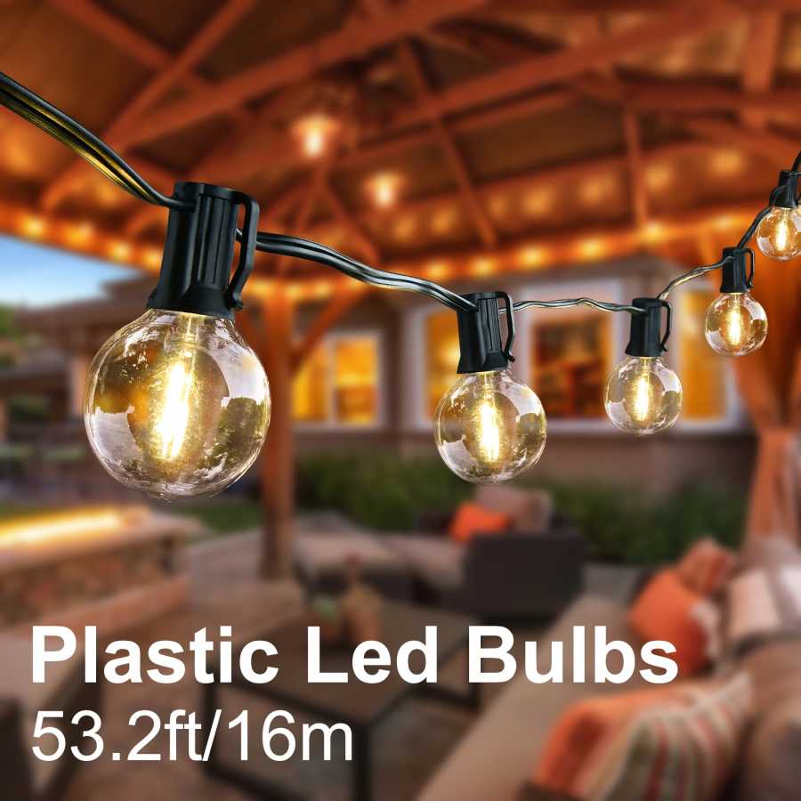 Светодиодная гирлянда G40 Fairy String Light, светодиодные лампы-шары G40, гирлянда для вечеринок, свадеб, теплого освещения, для улицы, двора, 16 м, 45 м Праздничное освещение