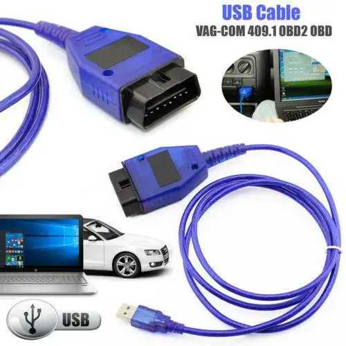 Фотография №1 товара Автомобильный USB-кабель интерфейса Vag-Com KKL VAG-COM 409.1 OBD2 II OBD