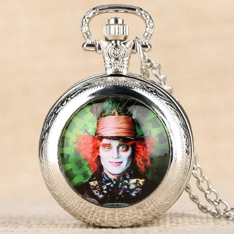 Карманные часы среднего размера Watcg, ожерелье Mad Hatter с узором, кварцевые карманные часы, знаменитые часы, мужские часы, кулон, подарок для мужчин и женщин Карманные часы