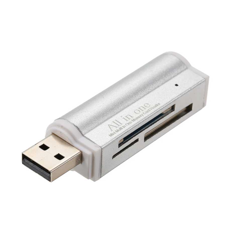 Фотография №1 товара Портативный универсальный кардридер USB2.0 Mini для карт SD/SD/TF/MS Duo/Micro MS(M2)/Ms