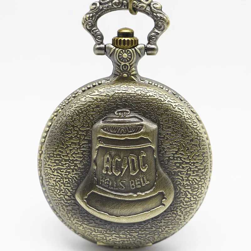 Фотография №1 товара Бронзовые карманные часы, винтажные ACDC Hells Bell, кварцевые карманные часы,
