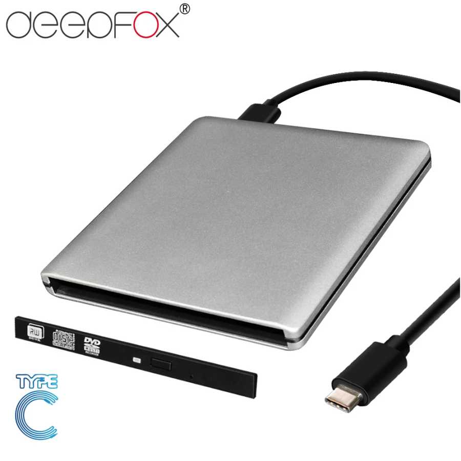 Чехол-накладка DeepFox ODP95S с кабелем Type-C USB 3,1, внешний DVD Rom, корпус SATA 9,5 мм для CD, DVD, RW Хранение данных