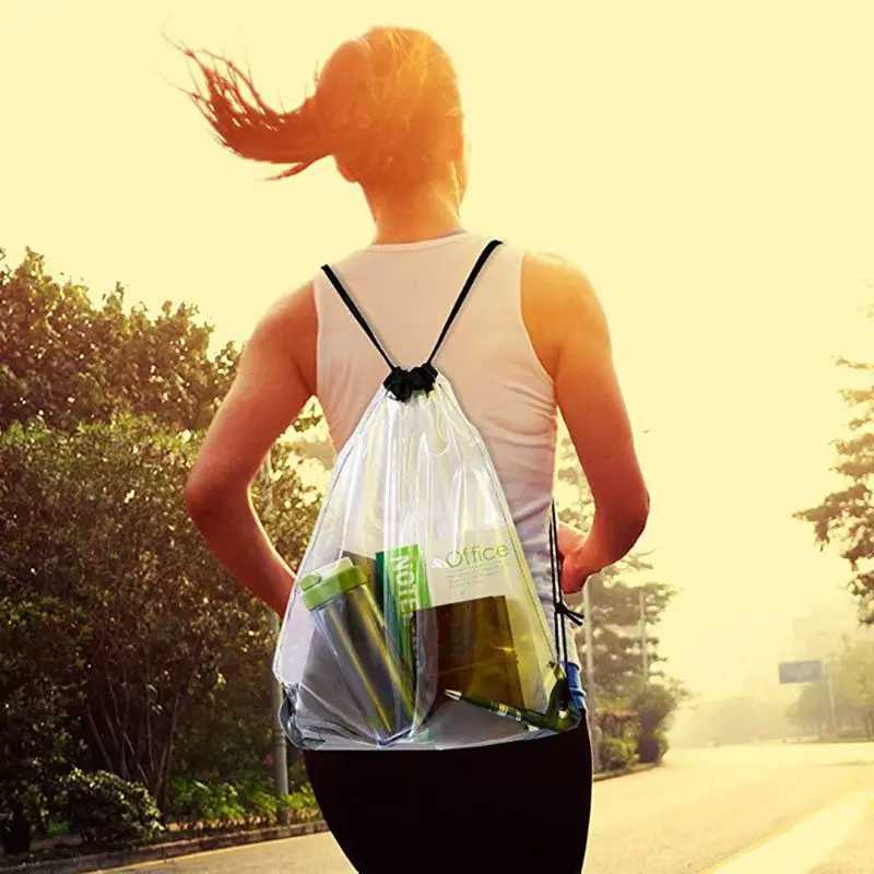 Фотография №4 товара Новый прозрачный рюкзак на шнурке Cinch Sack, школьная сумка-тоут, спортивная