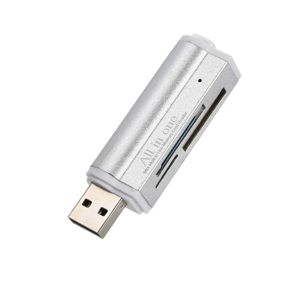 Фотография №5 товара Портативный универсальный кардридер USB2.0 Mini для карт SD/SD/TF/MS Duo/Micro MS(M2)/Ms