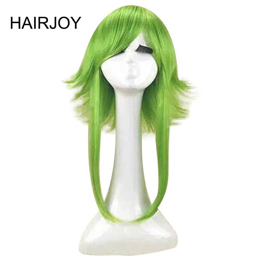 Женский парик для косплея HAIRJOY VOCALOID GUMI, зеленые термостойкие синтетические волосы, прямые парики средней длины для костюма Волосы для Азии